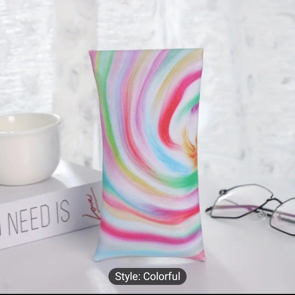 Colorful Design Glasses Pouch Soft Eyewear Sleeve PU Leather, Colorful Swirls
